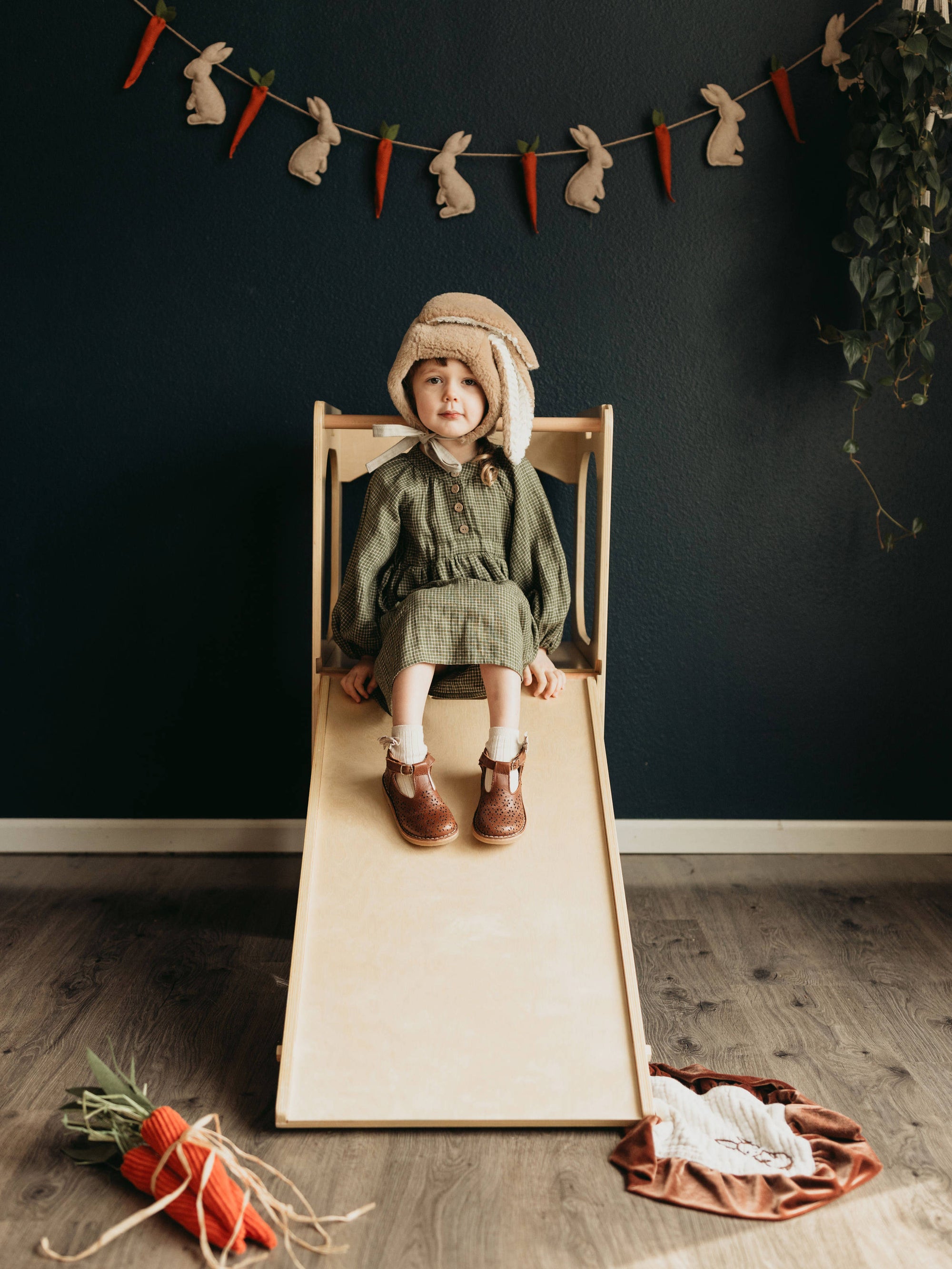 Waldorf Play Tower with Slide &amp; Chalkboard